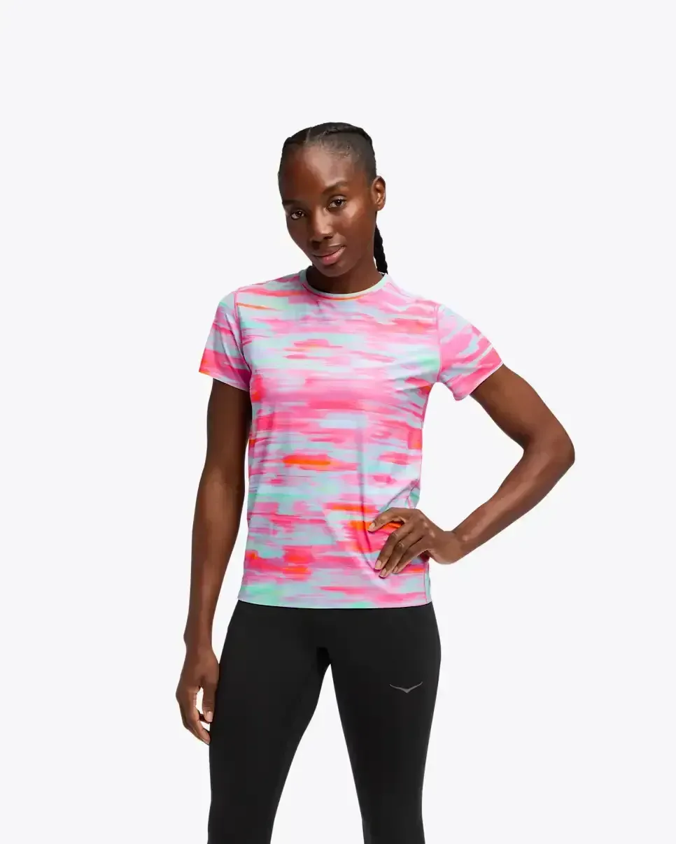 HOKA Airolite Short Sleeve 2.0 Pink Blurr (Women’s) - Women's HOKA Exclusives - front view