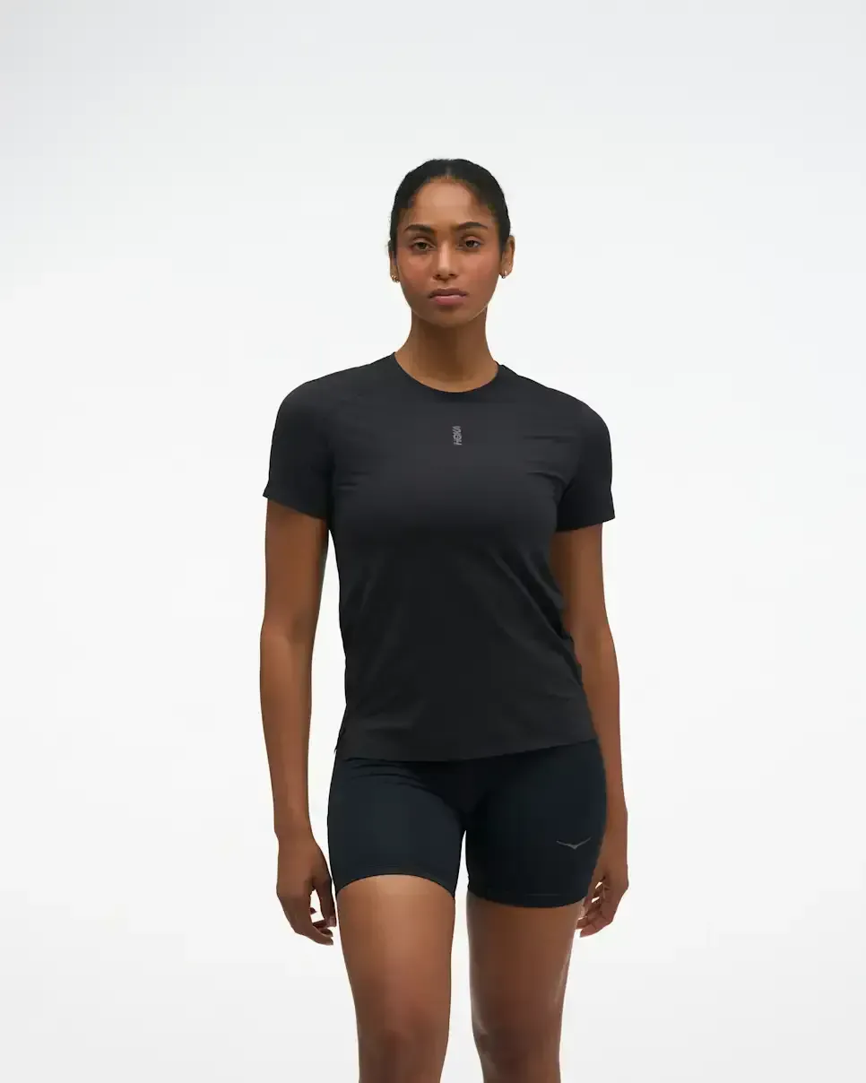 HOKA EveryRun Short Sleeve Black (Women’s) - Women's Products - front view