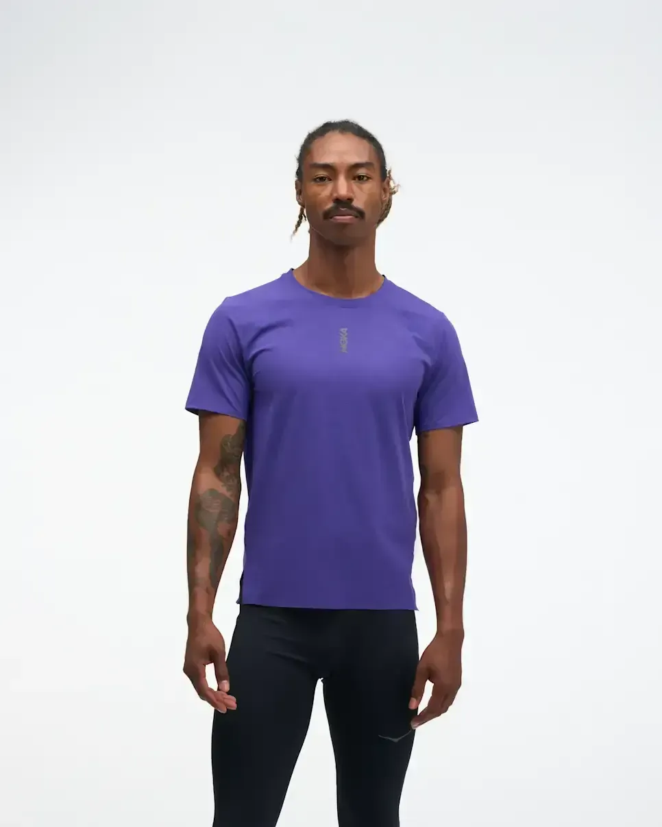 HOKA EveryRun Short Sleeve Cosmic Purple - Men's Running Clothing & Gear - front view