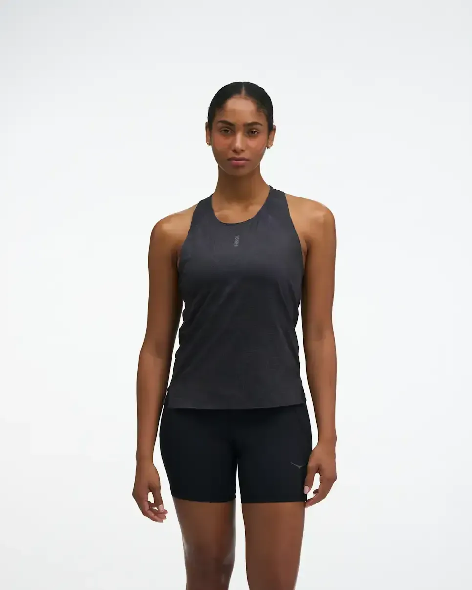 HOKA EveryRun Tank Black Squid Ink Prt (Women’s) - Women's HOKA Exclusives - front view