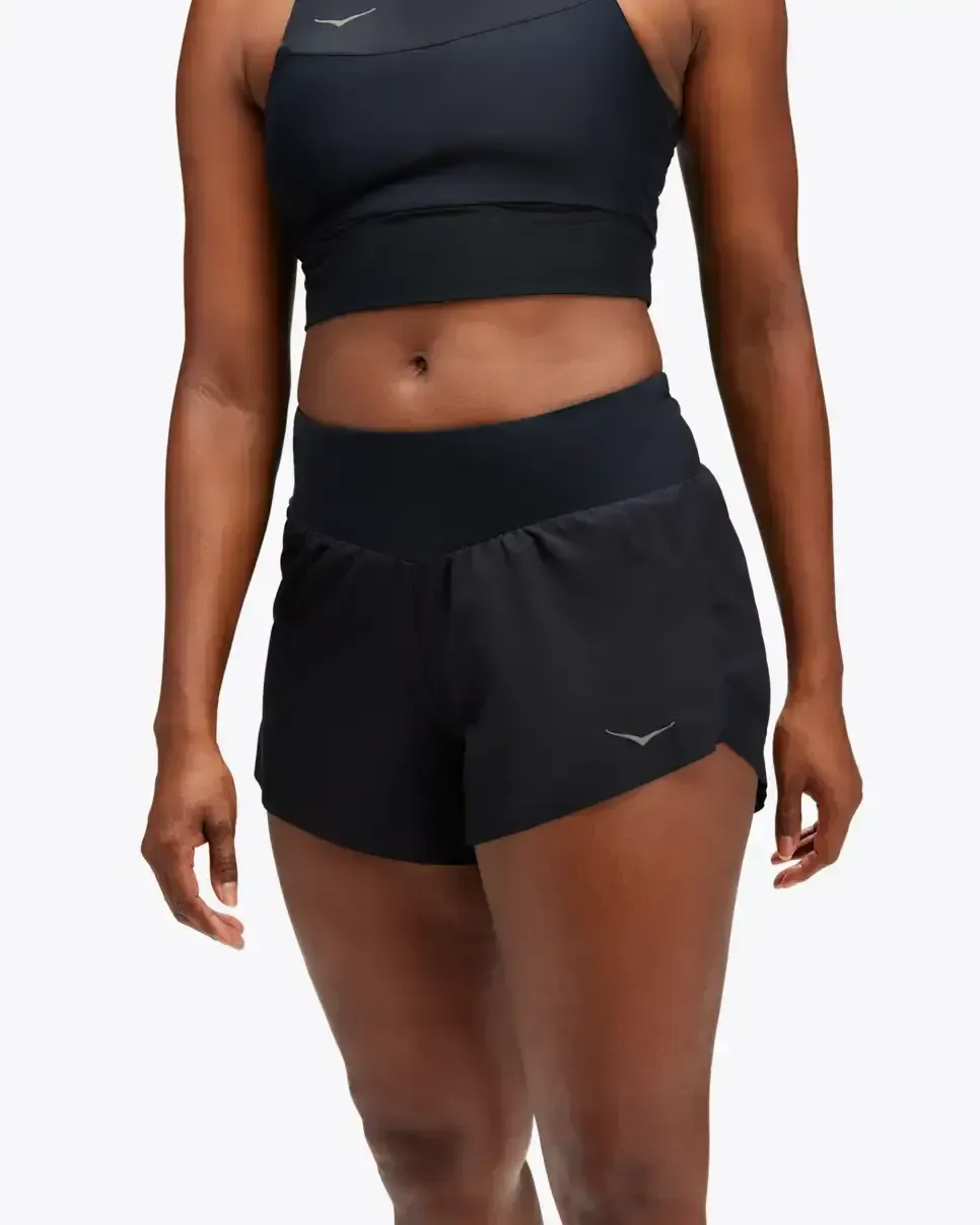 HOKA Glide 4” Short Black (Women’s) - Women's HOKA Exclusives - front view