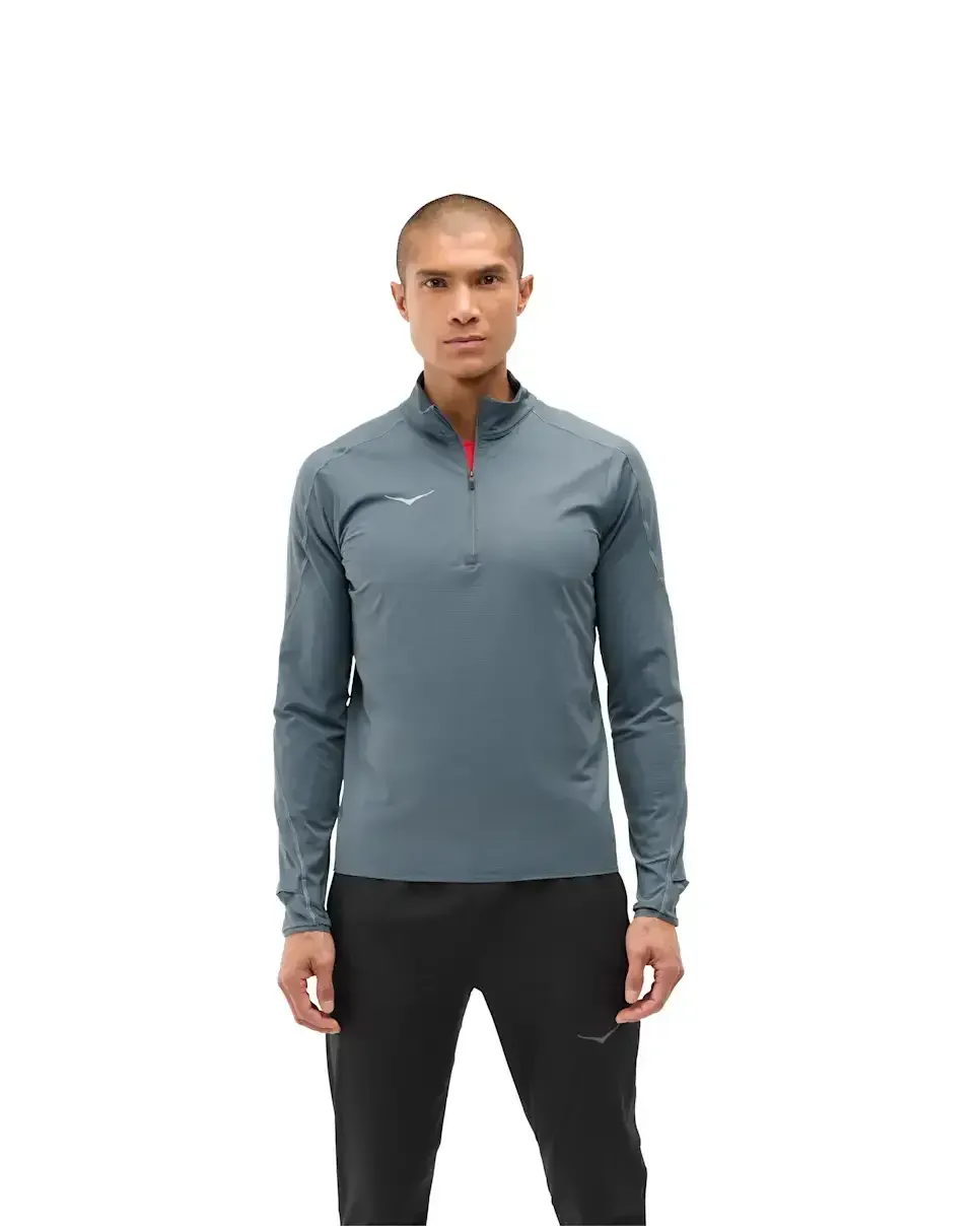 HOKA GlideTech Quarter Zip Faded Navy - Men's Running Clothing & Gear - front view