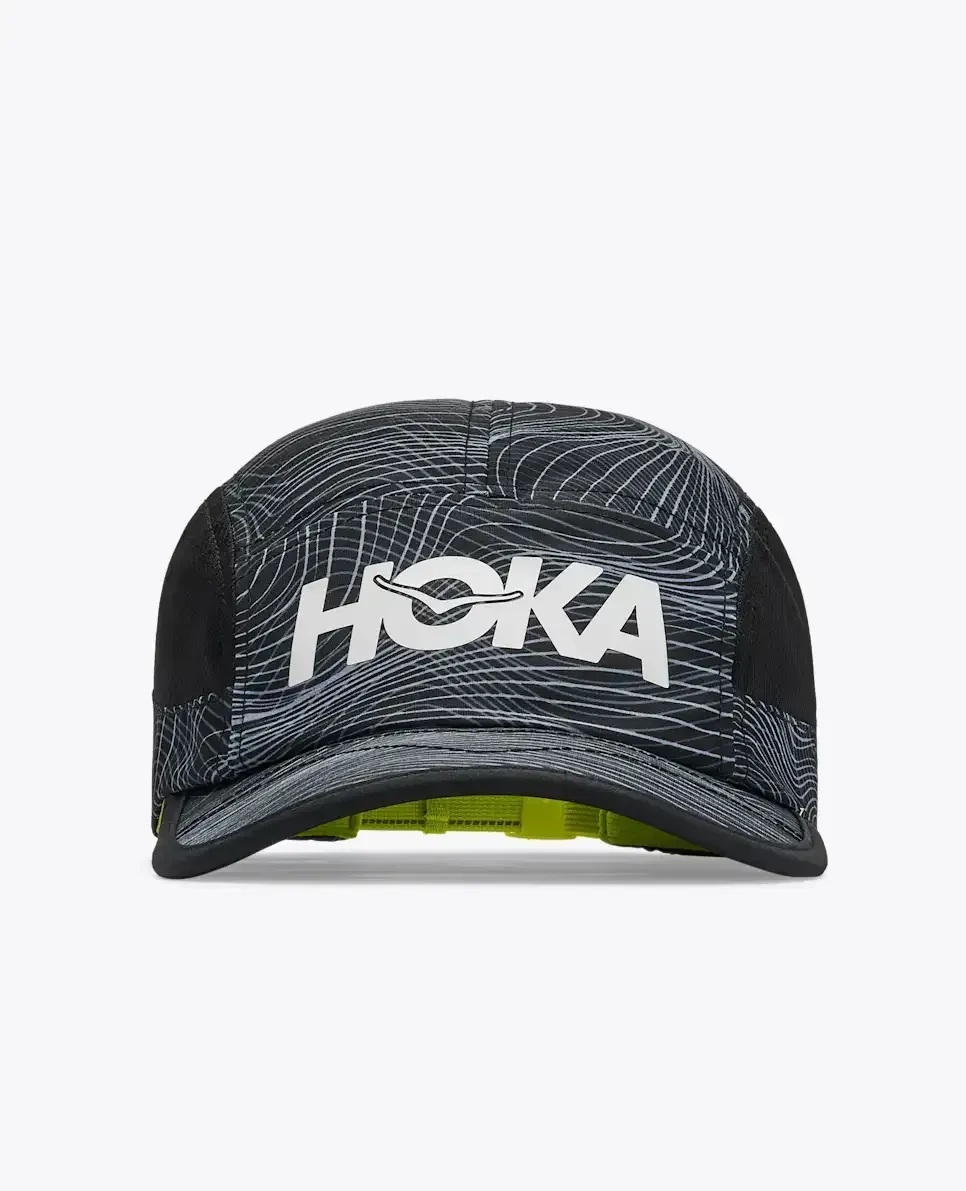 HOKA HOKA Run Hat Black White Prt - Men's HOKA Exclusives - front view