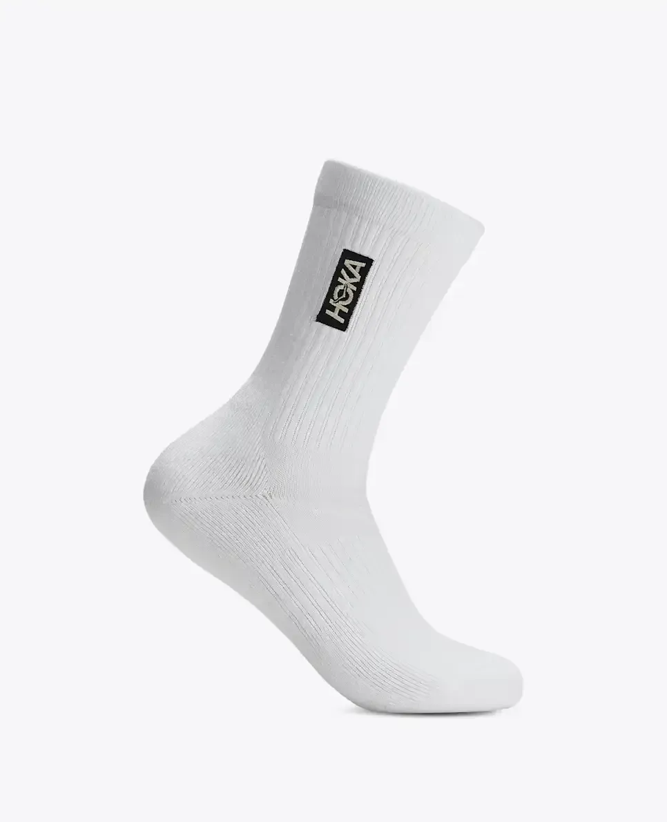 HOKA Lifestyle Crew Sock White - Men's HOKA Exclusives - front view
