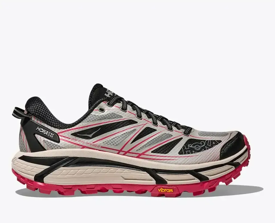 HOKA Mafate Speed 2 Galactic Grey Ruby Red - Men's Road Running Shoes & Trainers - front view