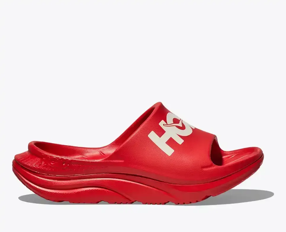 HOKA Ora Athletic Slide Vermillion White - Men's Running Shoes & Trainers - front view