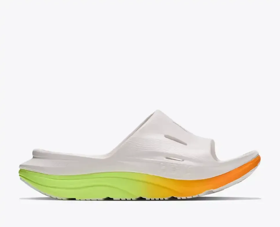 HOKA ORA Recovery Slide 3 White Neon Yuzu - Men's Running Shoes & Trainers - front view