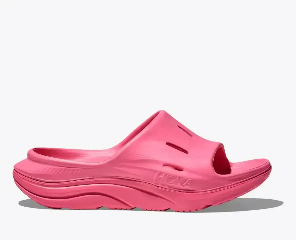 HOKA ORA Recovery Slide Neon Rose - Men's Running Shoes & Trainers - front view