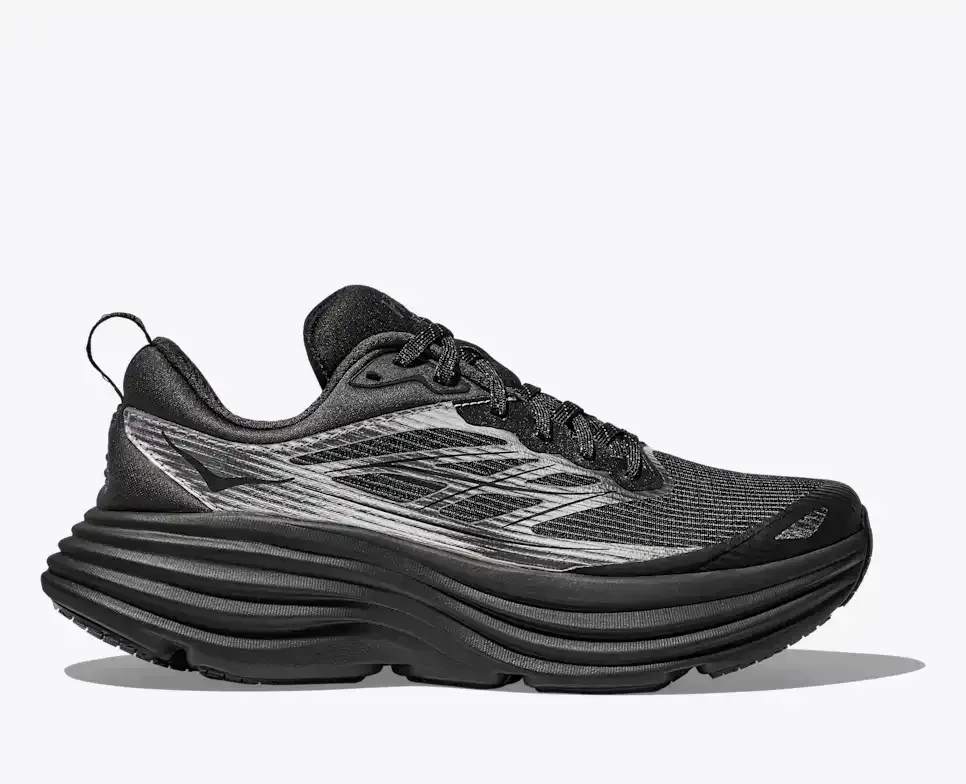 HOKA Stealth/Tech Bondi 8 Caged Silver Black - Men's Running Shoes & Trainers - front view